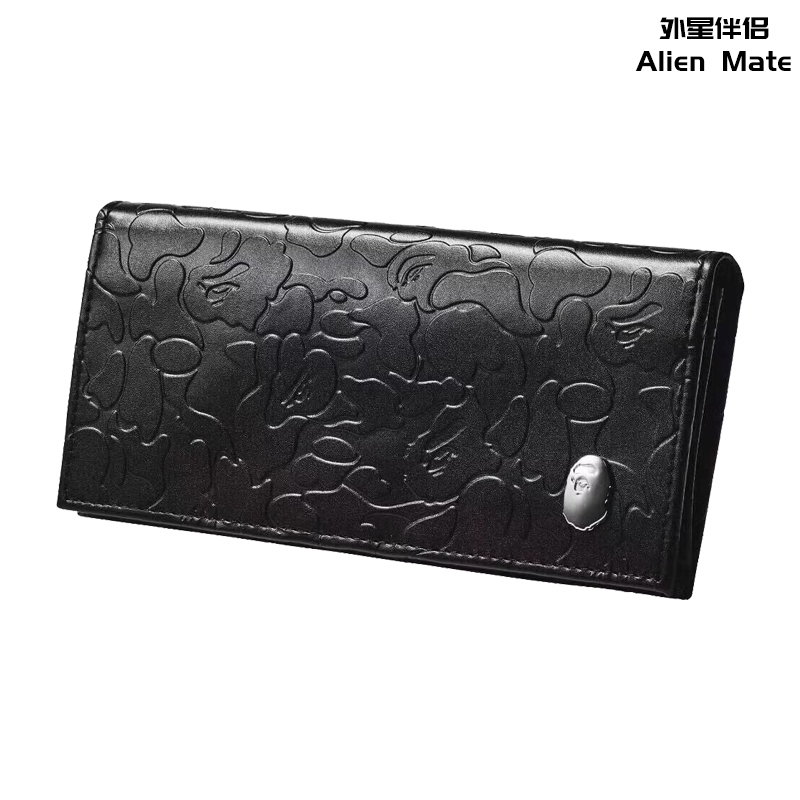 Alien Companion Bape Ape Head Leather Embossed Long Wallet Coin Purse Trendy Card Holder Id Holder Multi-Card Slots Alien Companion Bape Ape Head Leather Embossed Long Wallet Coin Purse Trendy Card Holder Id Holder Multi-Card Slots