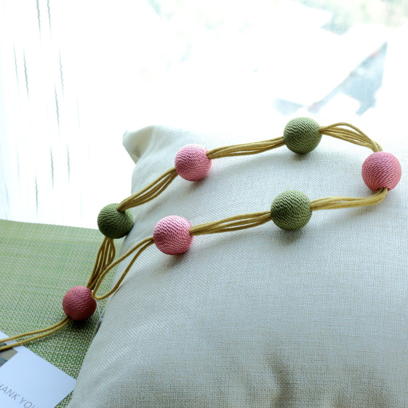 Hand woven curtains Curtains Strap Tying rope Curtains Hanging Ball Flow Sulu Curtains Rope strap Fancy Curtains Buttoned to tie the ball
