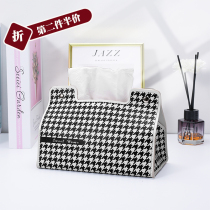 European-style high-value hot style houndstooth leather tissue box desktop storage car home multi-function paper box