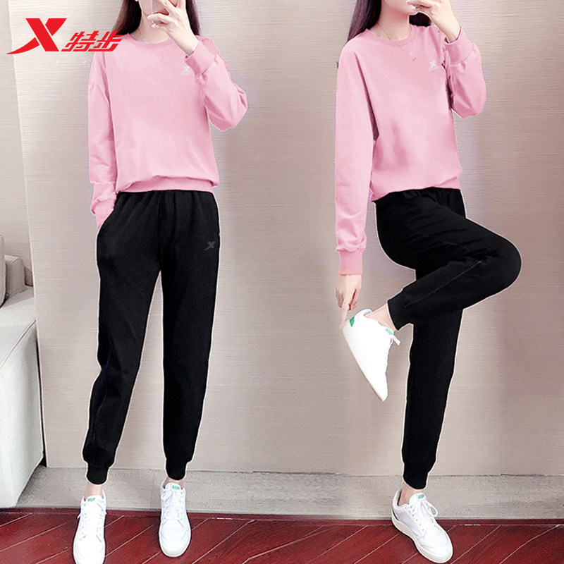 Special Step Sportswear Suit Women's Spring New Round Neckline Thick Cotton T Women's Loose Free Running Pants Jacket Lady