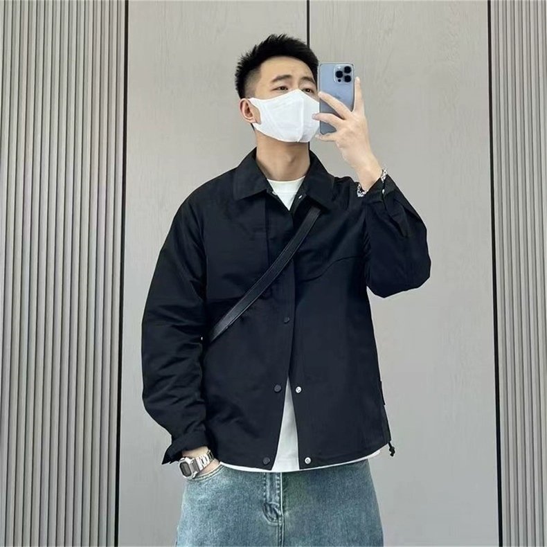 Spring and Autumn New Fashion Japanese Retro Workwear Lightweight Turn-Down Collar Jacket Men's Trendy Casual Versatile Loose Coat