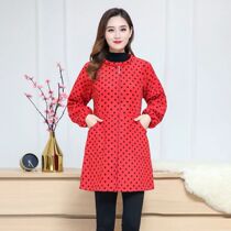 Korean version of overalls adult women's winter coat down jacket protective clothing plush cold zipper slim kitchen apron overalls