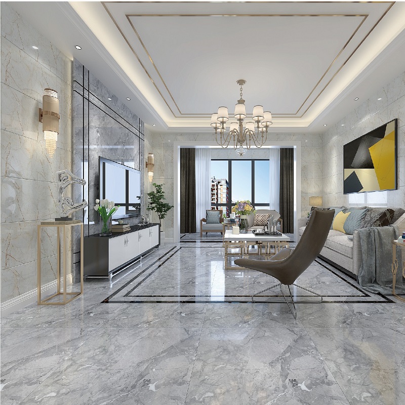 Foshan Jazz White Marble Tile Living Room Non-slip Floor Tiles Through Body Polished Meeting Room Floor Brick 800x800