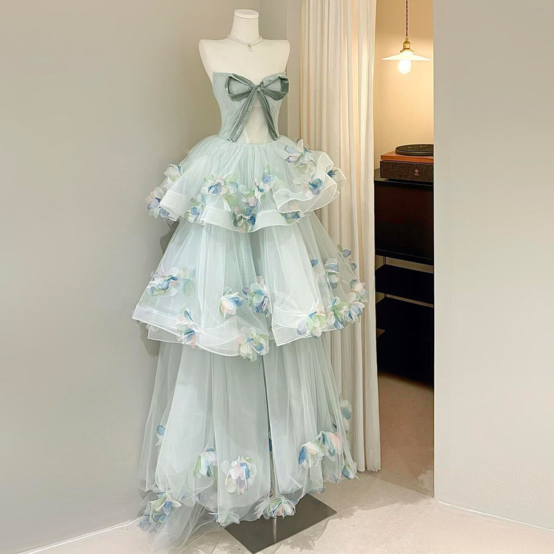 Elegant Floral Evening Dress 2026 New Model for 18-Year-Old Students' Coming-Of-Age Ceremony, High-End Dreamy Princess Cake Dress for Adults