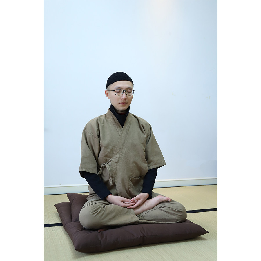 (T C blend)Rafting finger moon meditation pad Coffee color Kapok meditation pad Zen tea room T C blend home solid color