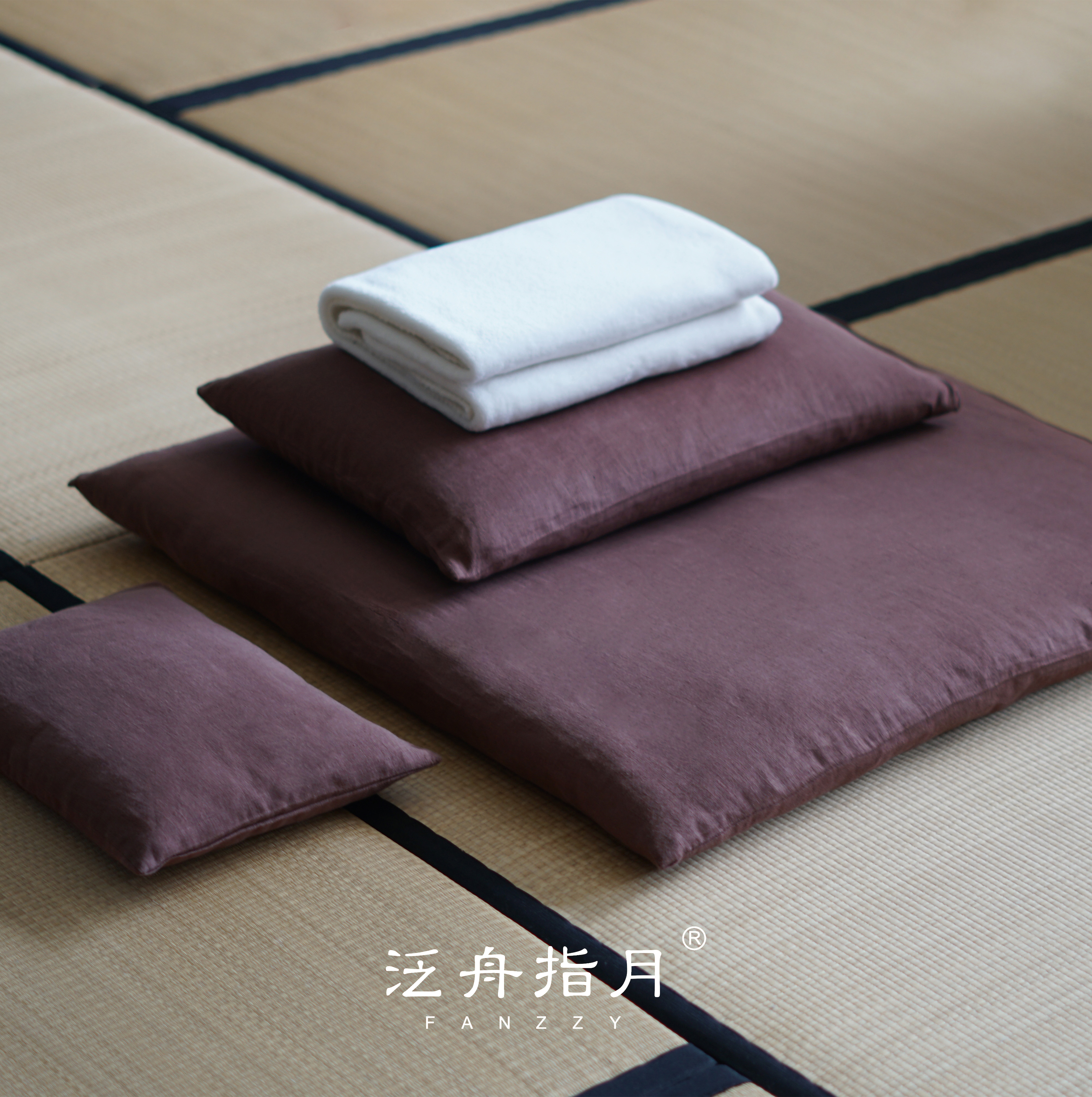(Flax) Rafting refers to the moon curry color static cushion breathable comfortable home tea room meditation kapok pad solid color