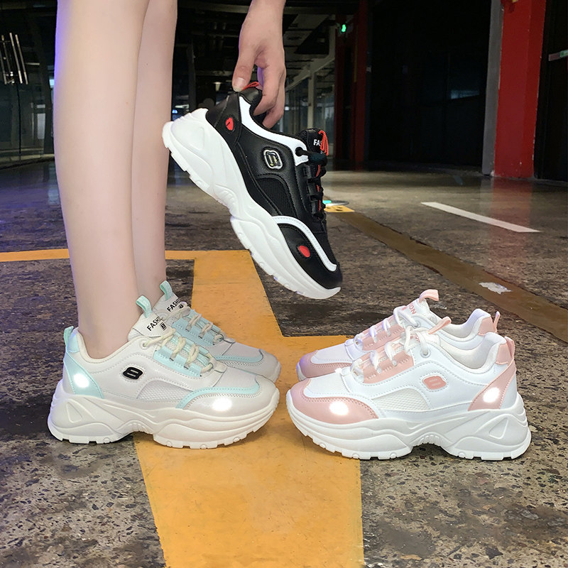 百搭老爹鞋女2019新款透气学生老爹鞋女原宿韩版运动鞋女增高潮