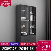 Nordic luxury bookcase with door locker small apartment glass door narrow bookcase floor floor decoration cabinet storage locker