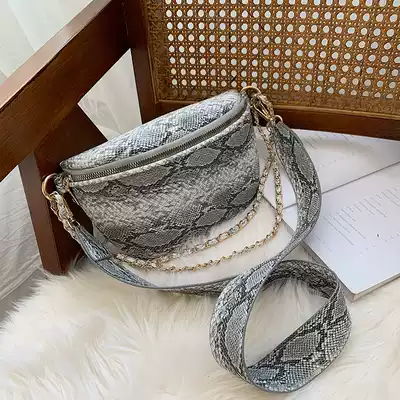 Net red small bag 2020 New ins texture snake running bag crossbody women bag simple versatile shoulder bag chest bag