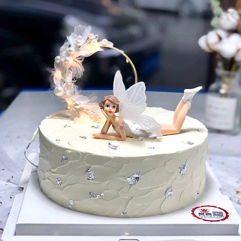 Flower fairy cake decoration lsquo angel doll Elf princess model doll scene baking plug-in plug-in