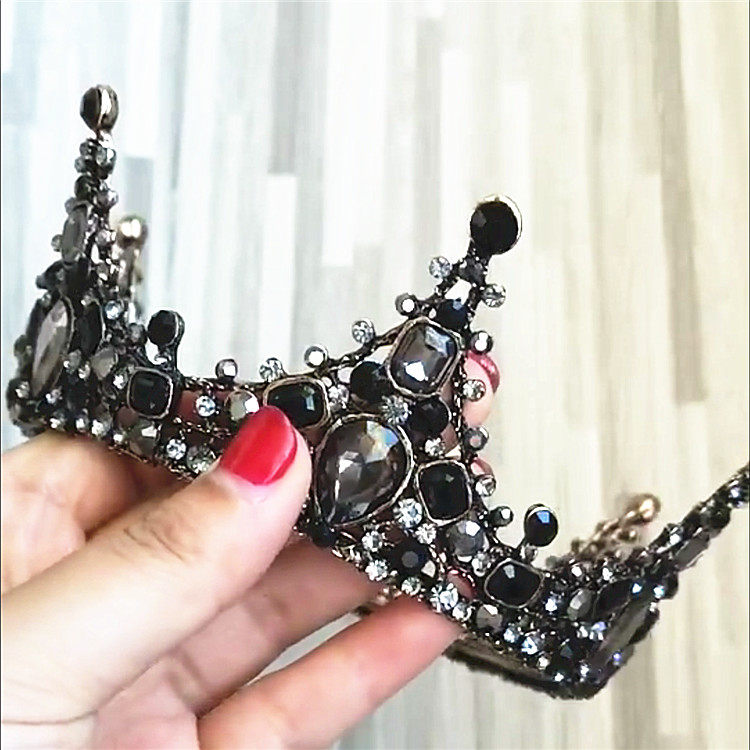 Bride Baroque Crown Korean Round Crown Accessories Queen Princess Crown Bakery Cake Decoration Accessories
