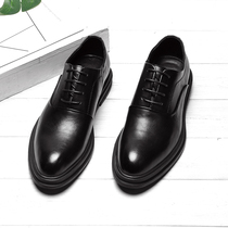 Mens professional suit work mens shoes British style Korean youth thick-soled inner black business dress shoes
