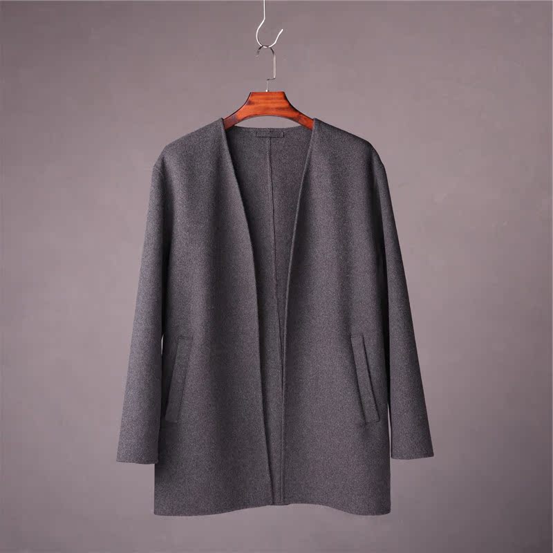 Mẫu nam handmade! Làm bằng tay! Mùa thu đông mới quần áo nam hai mặt pha trộn áo khoác len gió áo dạ nam hàn quốc