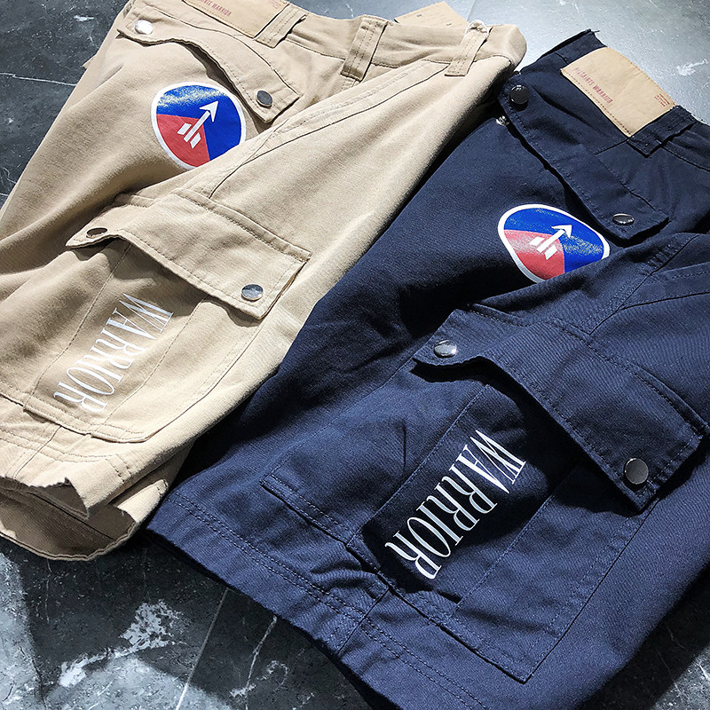 Dead Faithful Tooling Summer Men Casual Pants Loose pure cotton washed multi-pocket tooling shorts 50% Pants Tide