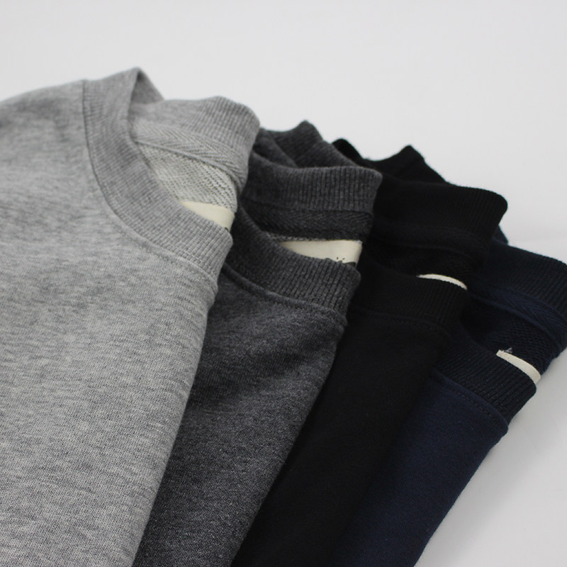 Light plate T-shirt male pure color round collar long sleeve T-shirt color minimalist about 100 lap thick cotton T man jacket