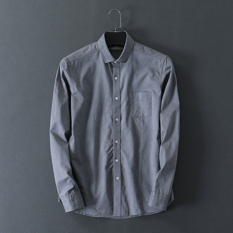 Phiên bản Hàn Quốc của xu hướng giới trẻ cotton Áo sơ mi nam oxford mỏng tay đẹp kinh doanh áo sơ mi trắng