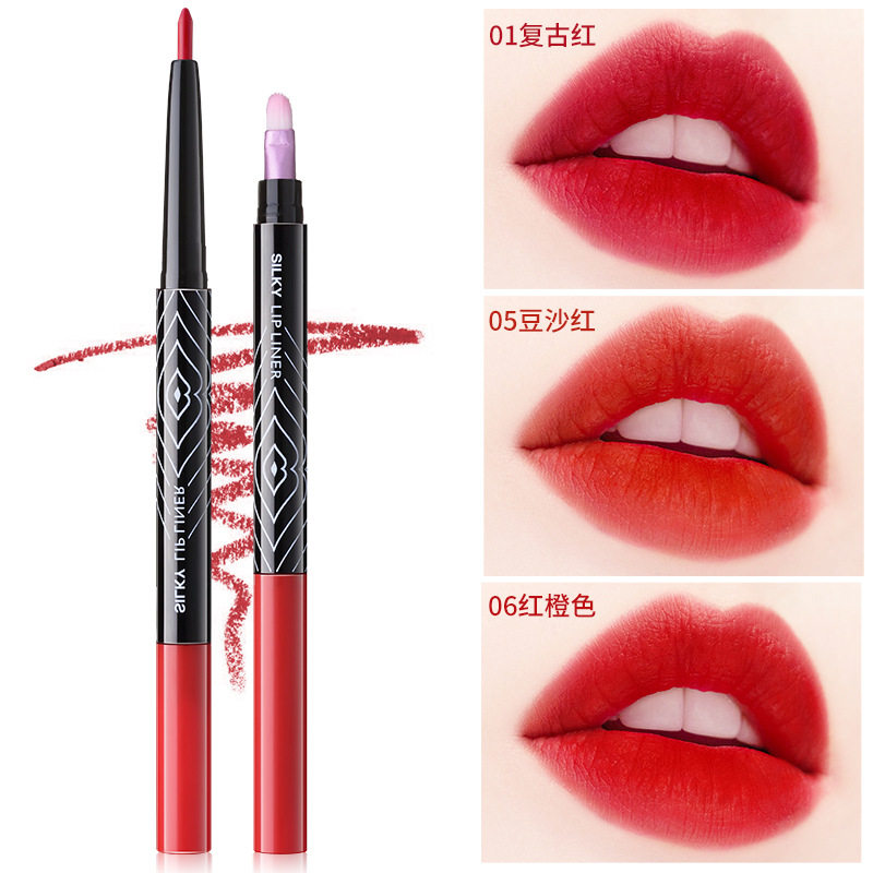 Automatic lip line Pen lip Pen waterproof persistent beginner not to drop off color female hook line painting lipstick with no cup of bean paste