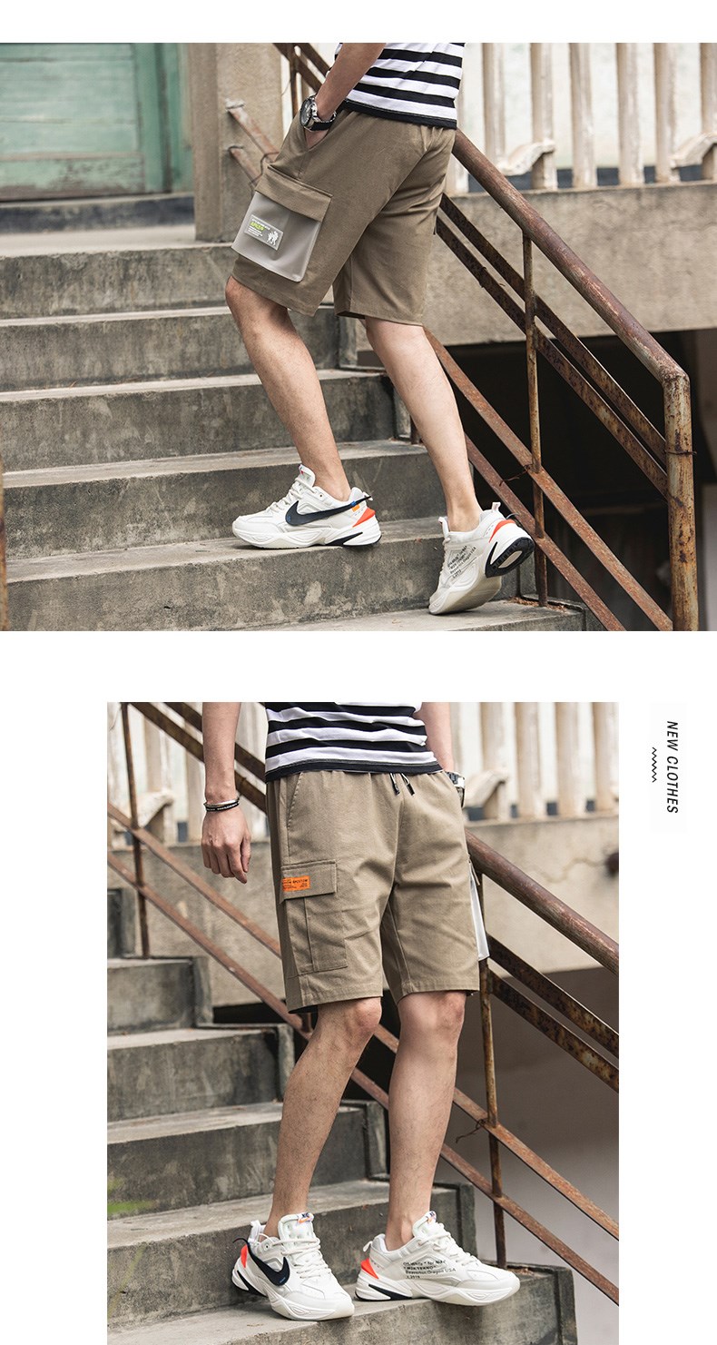 Quần short nam mùa hè 2019 dụng cụ mới năm quần mùa hè quần suông thẳng xu hướng giản dị - Quần short quần jean nam ống rộng
