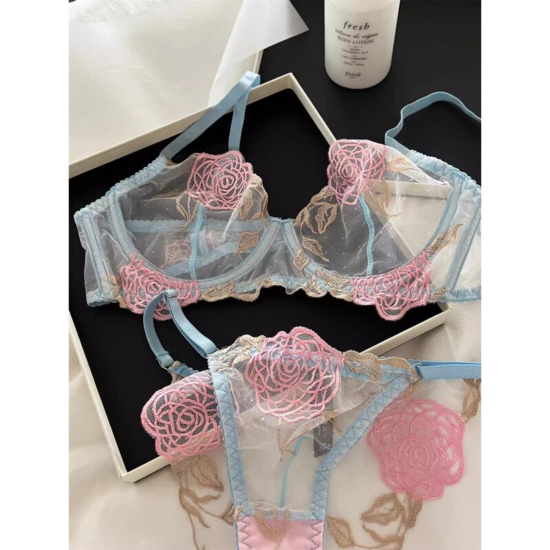 Victoria French-Style Comfortable and Soft Lingerie for Women 2025 New Autumn Underwire Lace Sexy Transparent Bra