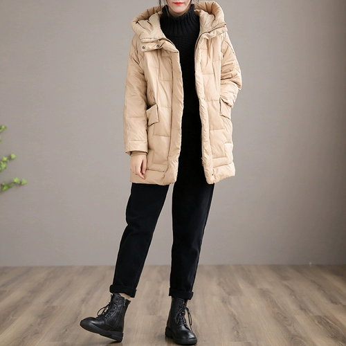 Легкий и тонкий черный длинный пуховик, бархатная куртка, средней длины, увеличенная толщина, утиный пух