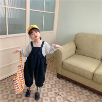 2022 Spring and Autumn New Bib Pants Girls Autumn New Korean Version Boys Loose Casual Childrens Jumpsuit Trend