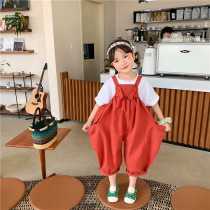 Spring clothes new girls cute overalls small girls baby loose pants children Korean version overalls
