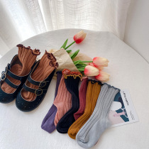 Spanish childrens spring and autumn socks girls sweet lettuce roll lace childrens socks loose childrens socks