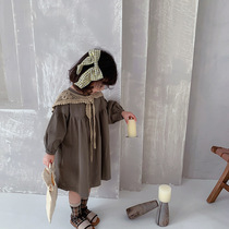 Autumn new Korean girls Mori female dress childrens foreign style childrens baby cotton skirt lace shawl