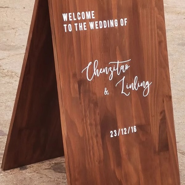 Wooden Solid Wood Welcome Sign, Forest-Style Lawn Wedding Outdoor Welcome Sign, Directional Sign, Ins Wedding Props