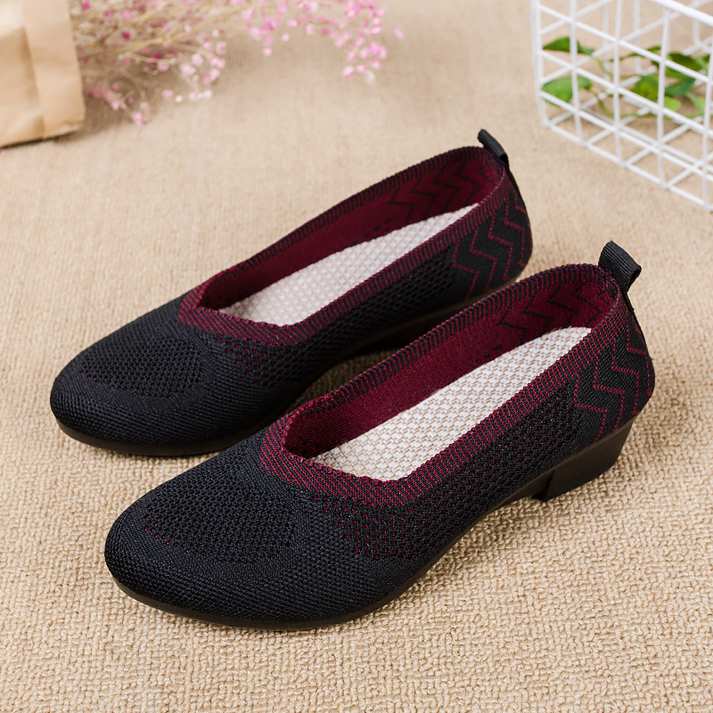 2020 spring new flying woven breathable mother shoes mesh single shoes soft bottom non-slip casual mesh shoes low-top casual shoes