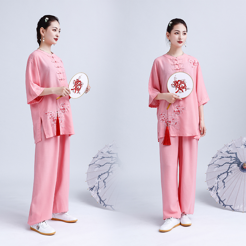 Joshan Tai Chi Clothing Women Cotton Linen Linen Sleeves Short Sleeves 70% Sleeves Breathable Taijiquan to practice the new flutter