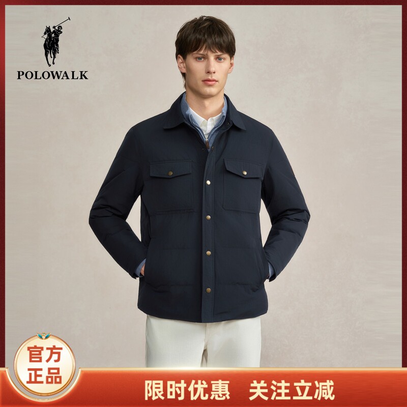 Polowalk Men's down Jacket 2026 Winter New Casual Workwear Style 90 Duck down Lapel Jacket Men's Clothing