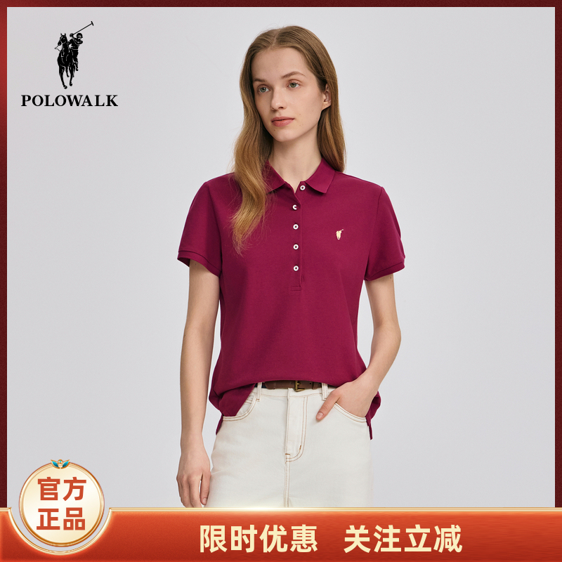 Polowalk Women's Short-Sleeved Polo Shirt 2026 Summer New Product Simple and Versatile T-Shirt Casual Trendyy Top Polowalk Women's Short-Sleeved Polo Shirt 2026 Summer New Product Simple and Versatile T-Shirt Casual Trendyy Top