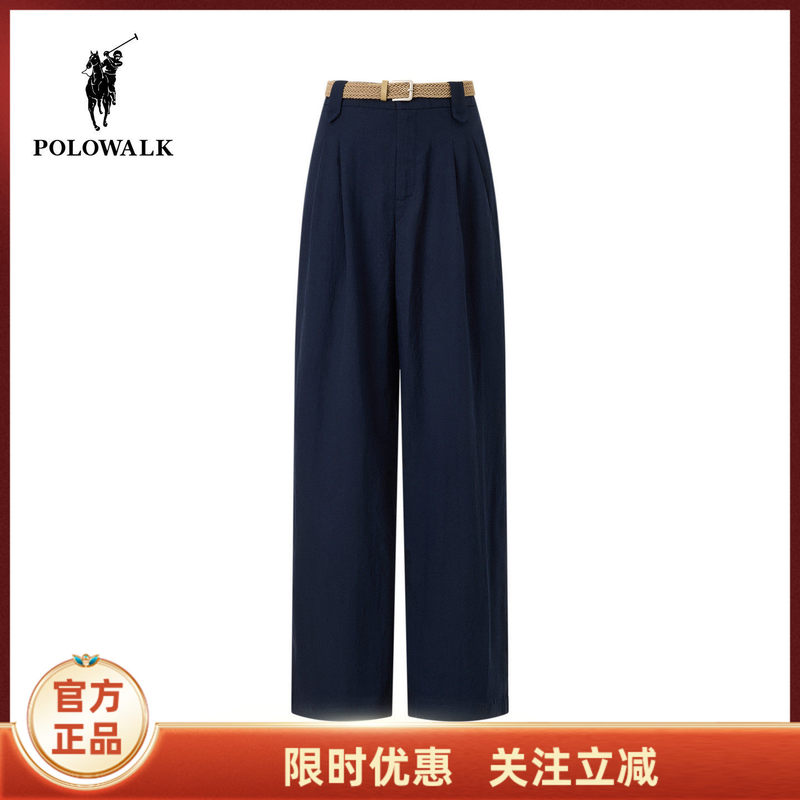 Polowalk Women's Casual Pants 2026 Spring and Summer New Linen Blend Double-Pleated Straight-Leg Slimming Drapey Long Pants Polowalk Women's Casual Pants 2026 Spring and Summer New Linen Blend Double-Pleated Straight-Leg Slimming Drapey Long Pants
