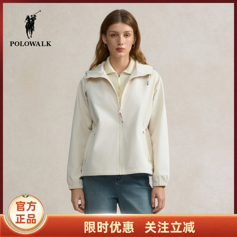 Polowalk Women's Jacket 2025 Winter New Simple Hooded Casual Jacket Versatile Solid Color Top