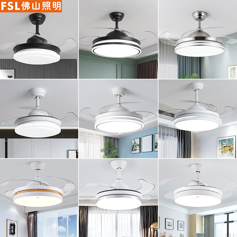 Foshan lighting ceiling fan light invisible ceiling fan light dining room Living room Bedroom Home Electric Fan's European-style crystal chandelier