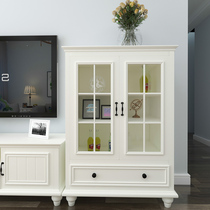 American pastoral country solid wood wine cabinet White simple modern living room locker White dining side cabinet combination European style