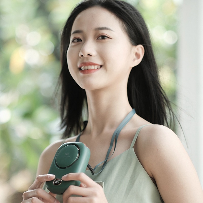 Gold Lazy Guy Hanging Neck Little Fan Usb Charging Mini Desktop Vigorous Neck Neck Small Cute Carry-on Electric Fan