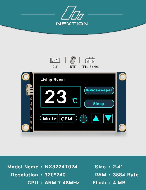 Nextion NX3224T024 2 4 inch human-machine interaction interface HMI base English version official genuine