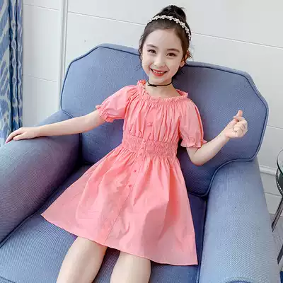 Children's suit girls ' dress summer dress 2021 new middle and large children's summer little girl cotton net red princess skirt