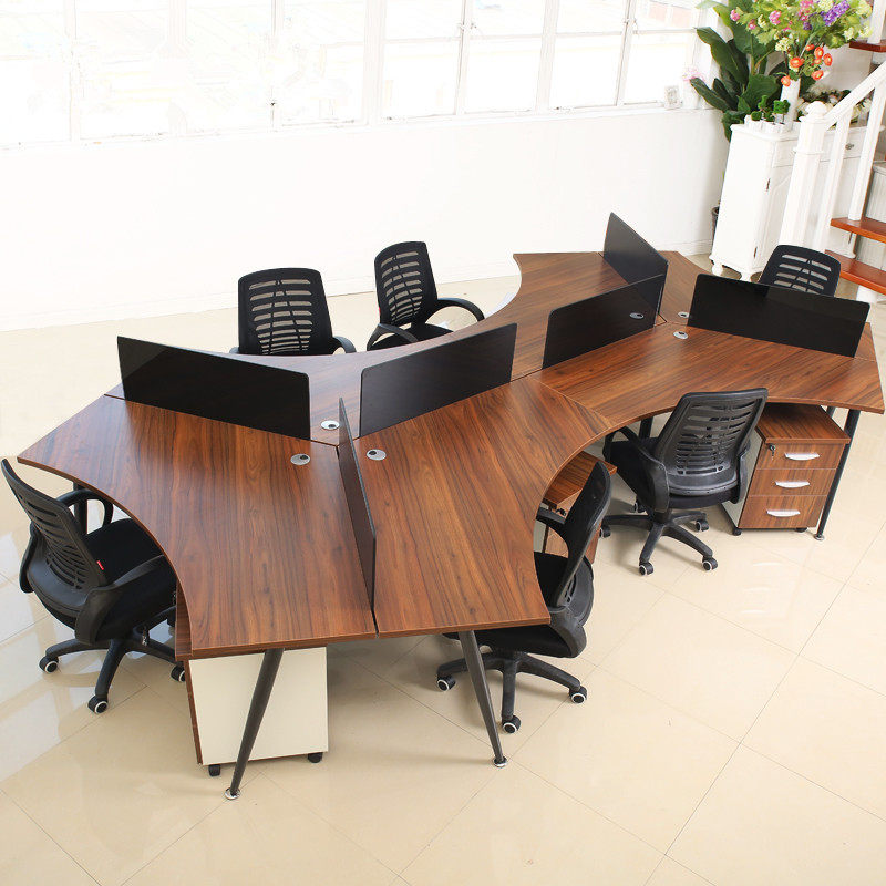 Office furniture desk six staff table 3 4 6 8 screen work position staff table and chair combination