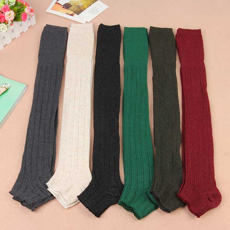Thick Over-The-Knee Stockings with Silver Thread, Solid Color Thigh-High Socks, Slouchy Women's Sock Covers, Boot Covers, Cashmere Wool, Winter Warmth