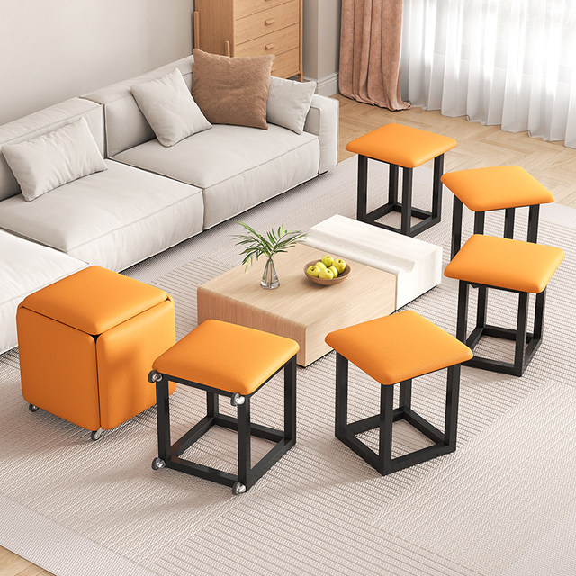 Multifunctional Rubik's Cube Stool Combination Folding Stool Coffee Table Stool Can Store Small Stool Household Stool Can Stand Sofa Stool