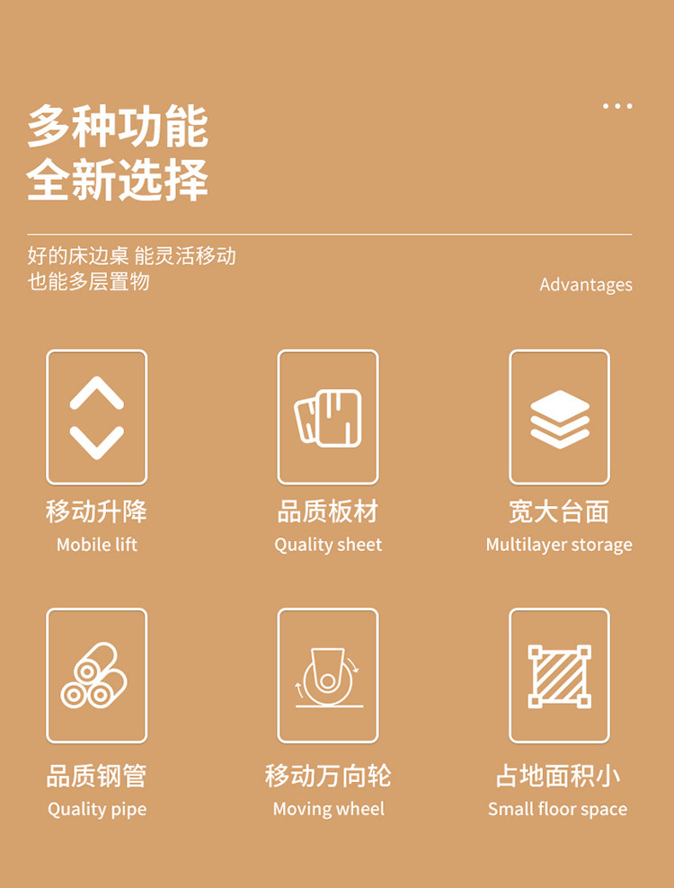 Тумбочки 床边桌可移动简约小桌子卧室家用学生书桌简易宿舍懒人升降电脑桌