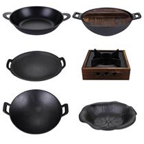 Thickened cast iron pan Dry pot Pig iron pot Small stove rack earth casserole Traditional Japanese stove fire pot basin Household