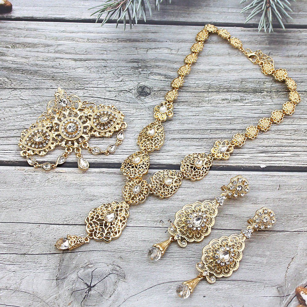 Комбинируемый комплект sunspicems gold color moroccan bride jewelry sets for women OTHER