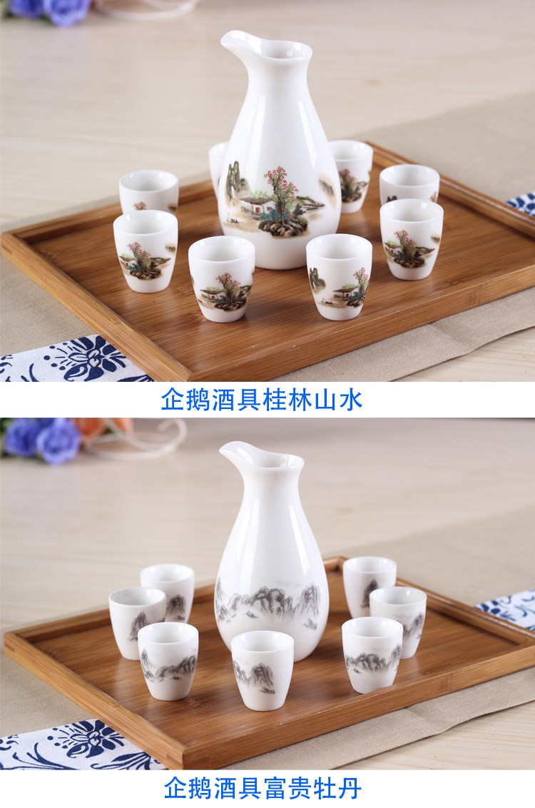 Celadon rượu vang đỏ đặt một nồi tám ly rượu vang trắng nhỏ rượu vang ly rượu vang bình rượu men đồ khui rượu vang cao cấp