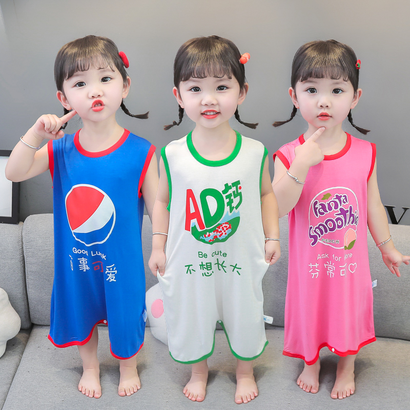 Summer Thin Children's Sleeping Bag, Infant Anti-Cold Modal Nightgown, Baby Home Clothes, Girls' One-Piece Pajamas