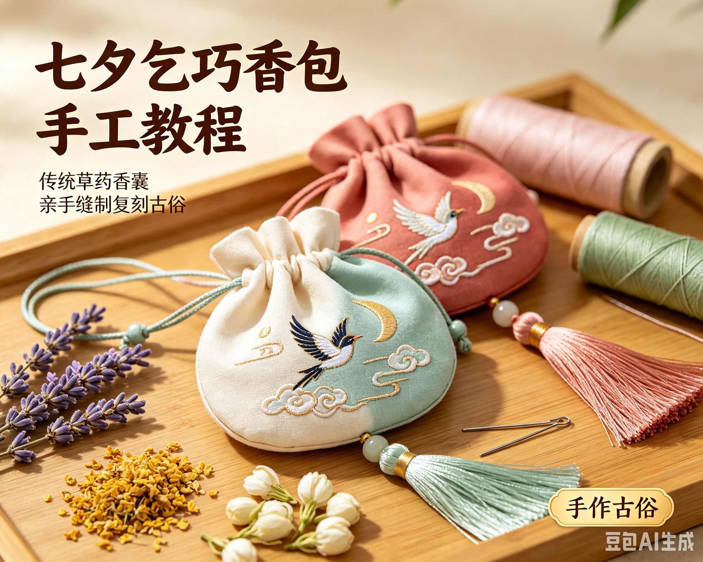 七夕怎么制作乞巧香包?传统草药配方,缝制祈福香囊完整教程 - 生活游记 - 淘江湖