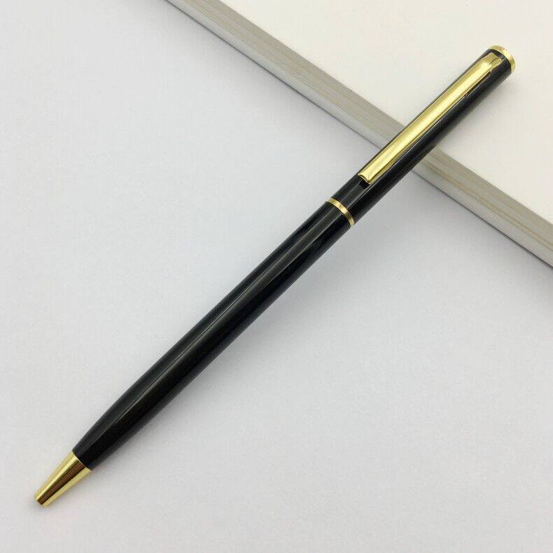 Customized metal ballpoint pen spray paint slender hotel pen customized advertising gift pen oil pen laser engraving printing logo